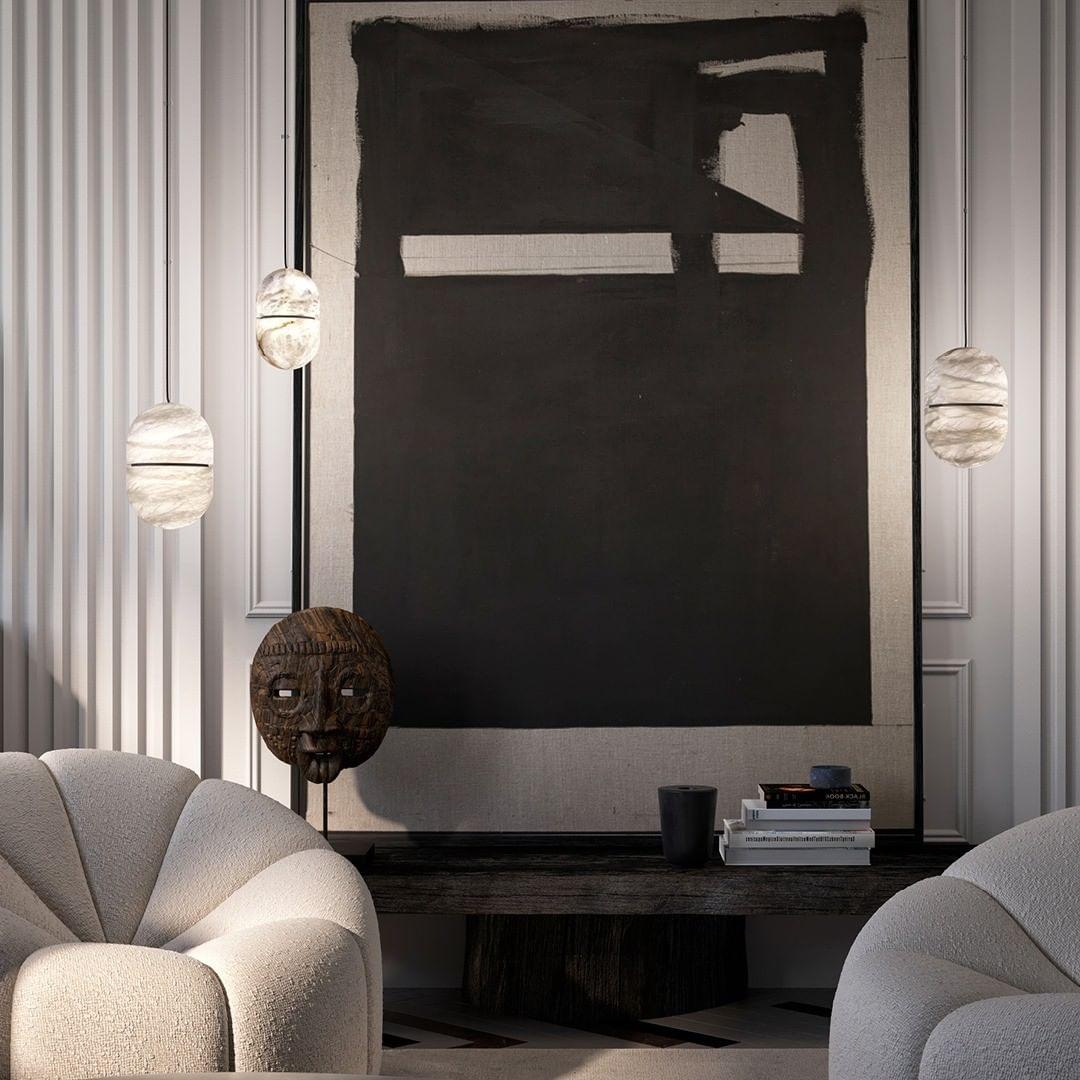 Strata Alabaster Pendant Light Capsule-shaped - Blowlighting