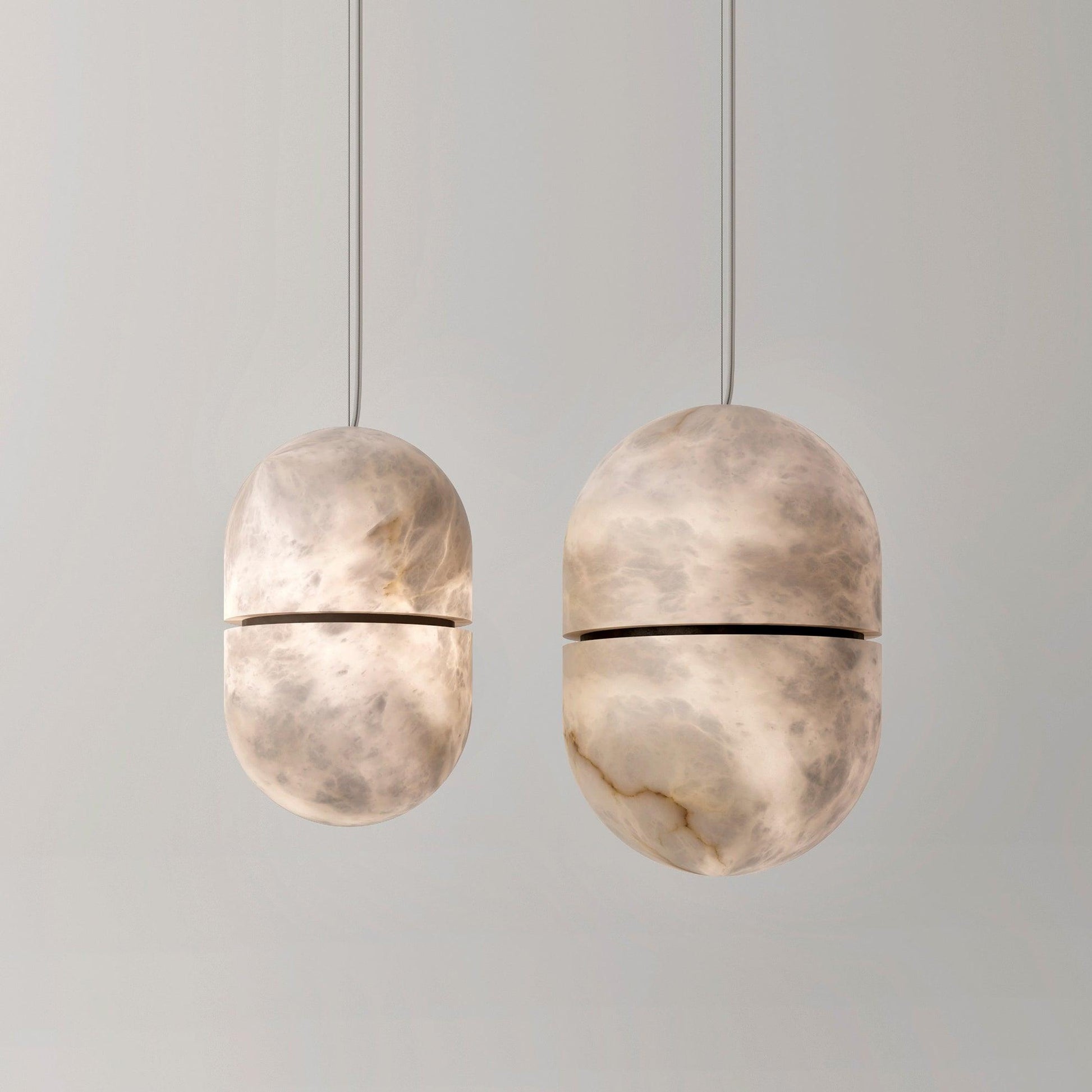 Strata Alabaster Pendant Light Capsule-shaped - Blowlighting