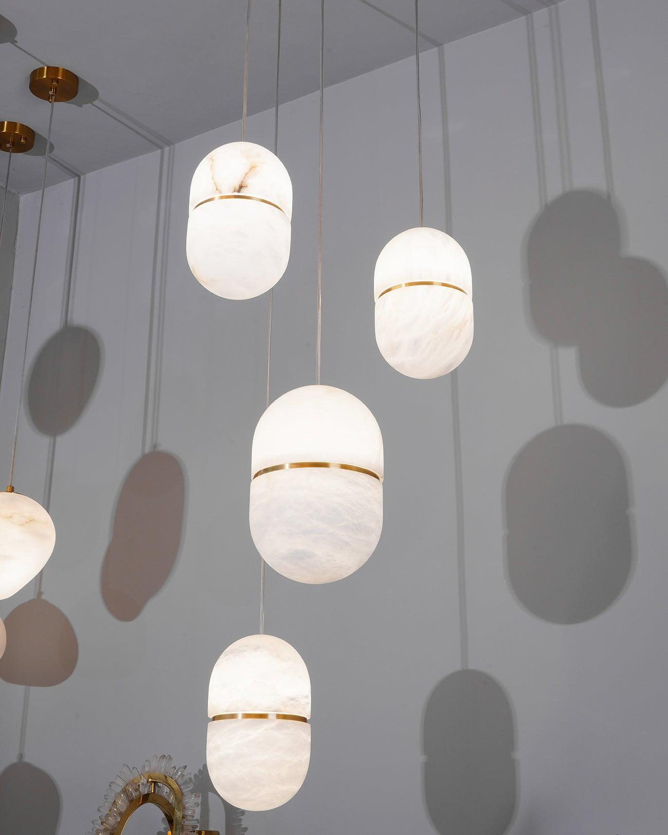 Strata Alabaster Pendant Light Capsule-shaped - Blowlighting