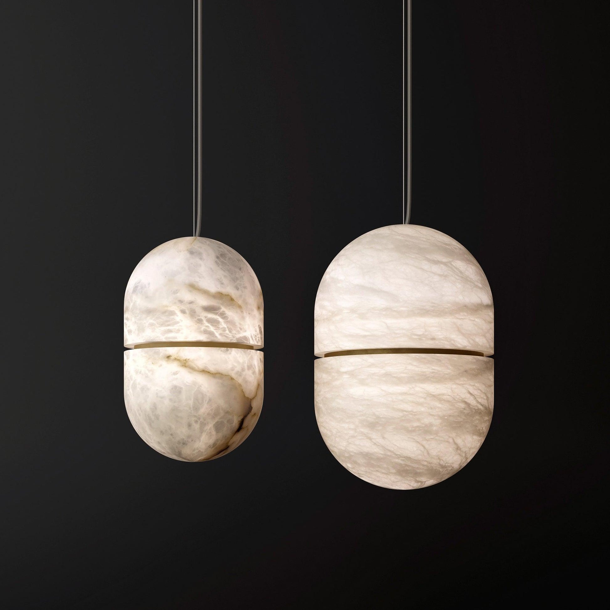 Strata Alabaster Pendant Light Capsule-shaped - Blowlighting