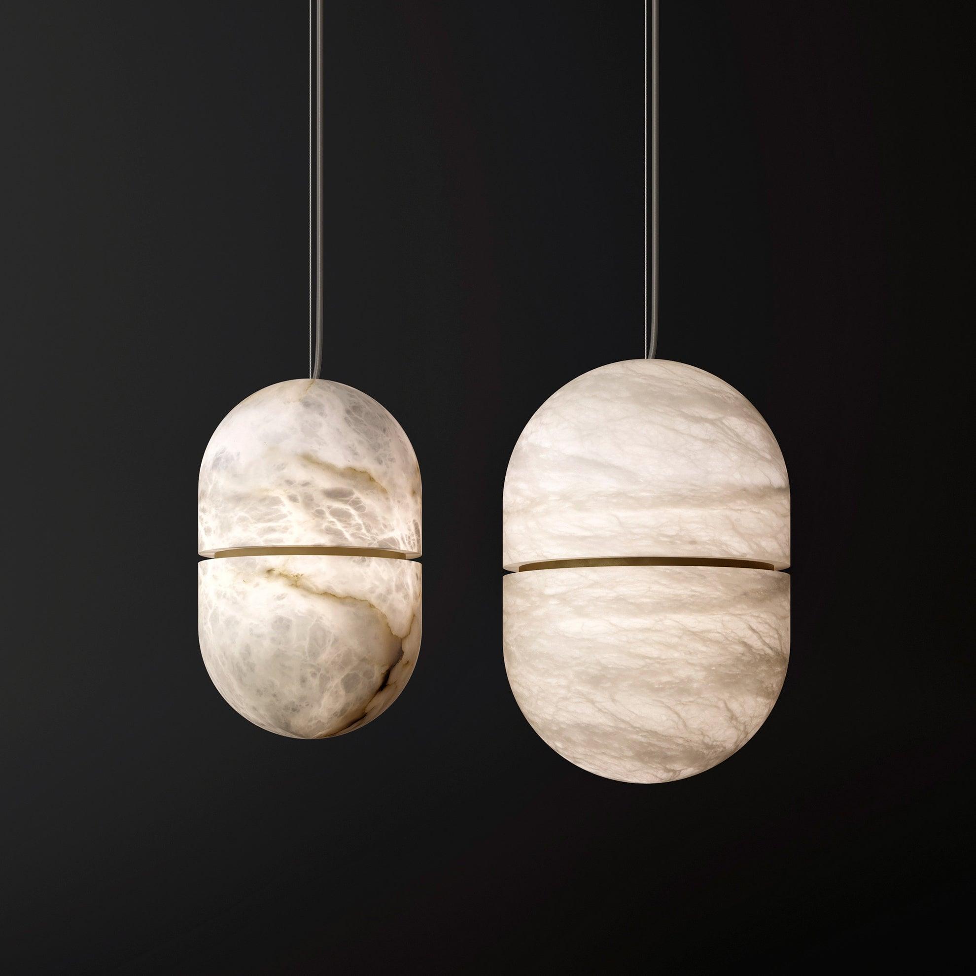 Strata Alabaster Pendant Light Capsule-shaped - Blowlighting
