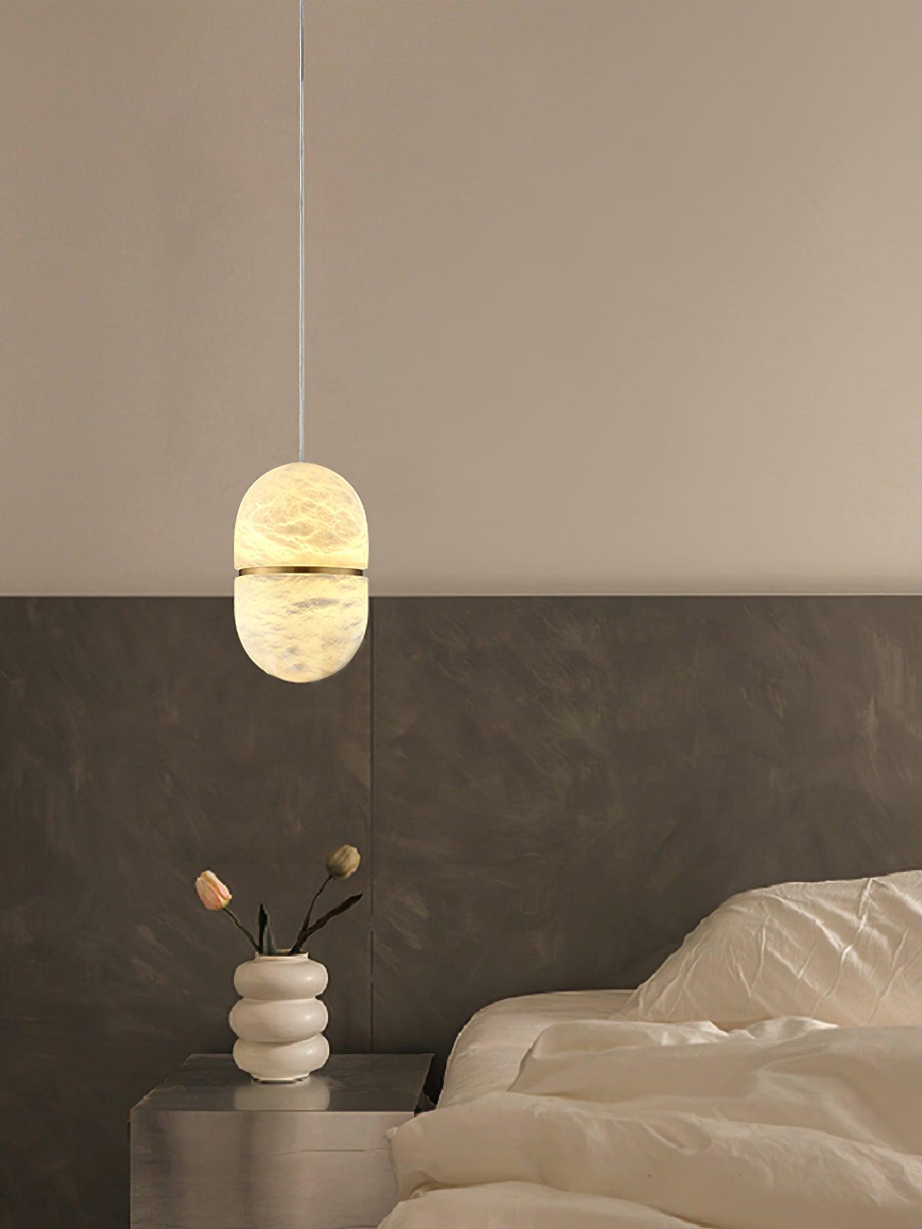Strata Alabaster Pendant Light Capsule-shaped - Blowlighting