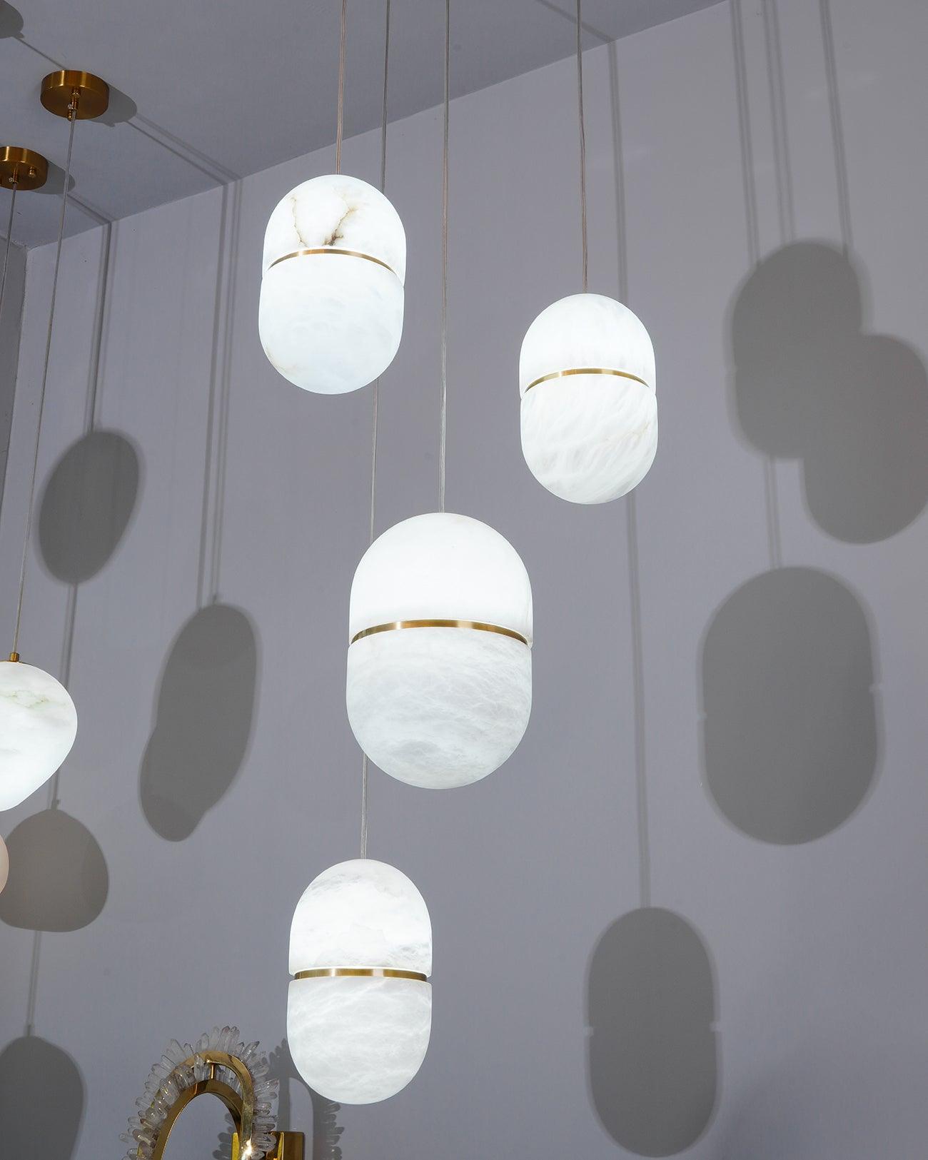 Strata Alabaster Pendant Light Capsule-shaped - Blowlighting