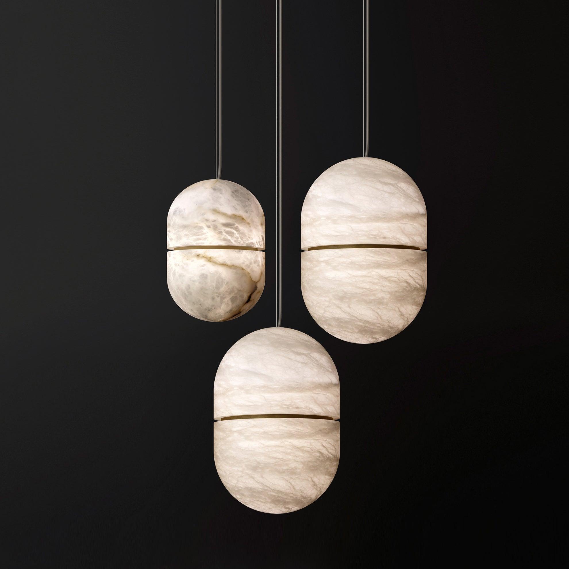 Strata Alabaster Pendant Light Capsule-shaped - Blowlighting