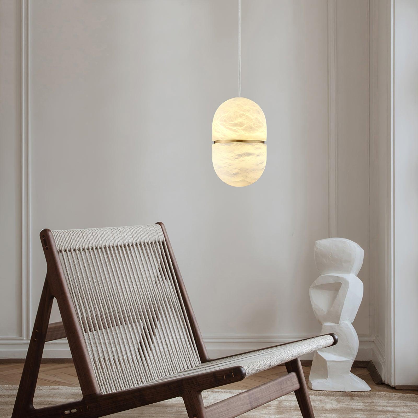 Strata Alabaster Pendant Light Capsule-shaped - Blowlighting