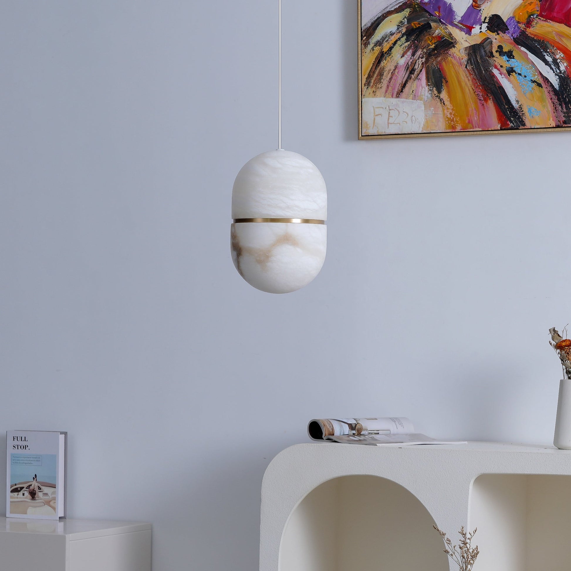 Strata Alabaster Pendant Light Capsule-shaped - Blowlighting