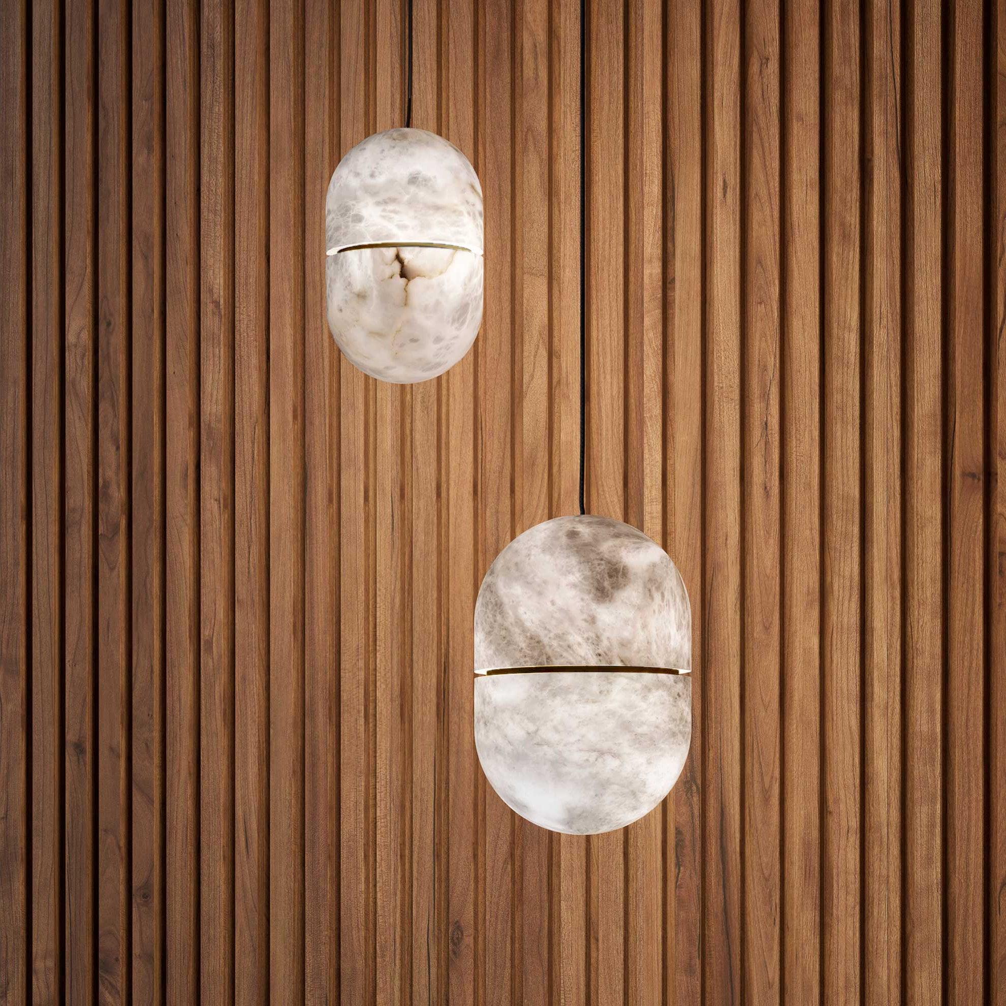 Strata Alabaster Pendant Light Capsule-shaped - Blowlighting