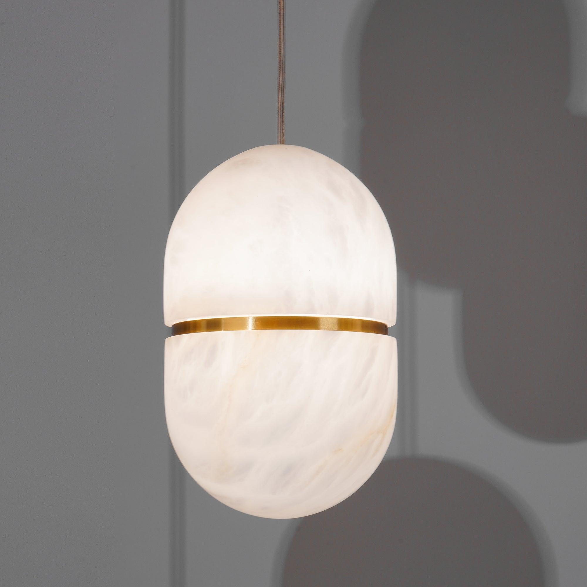 Strata Alabaster Pendant Light Capsule-shaped - Blowlighting