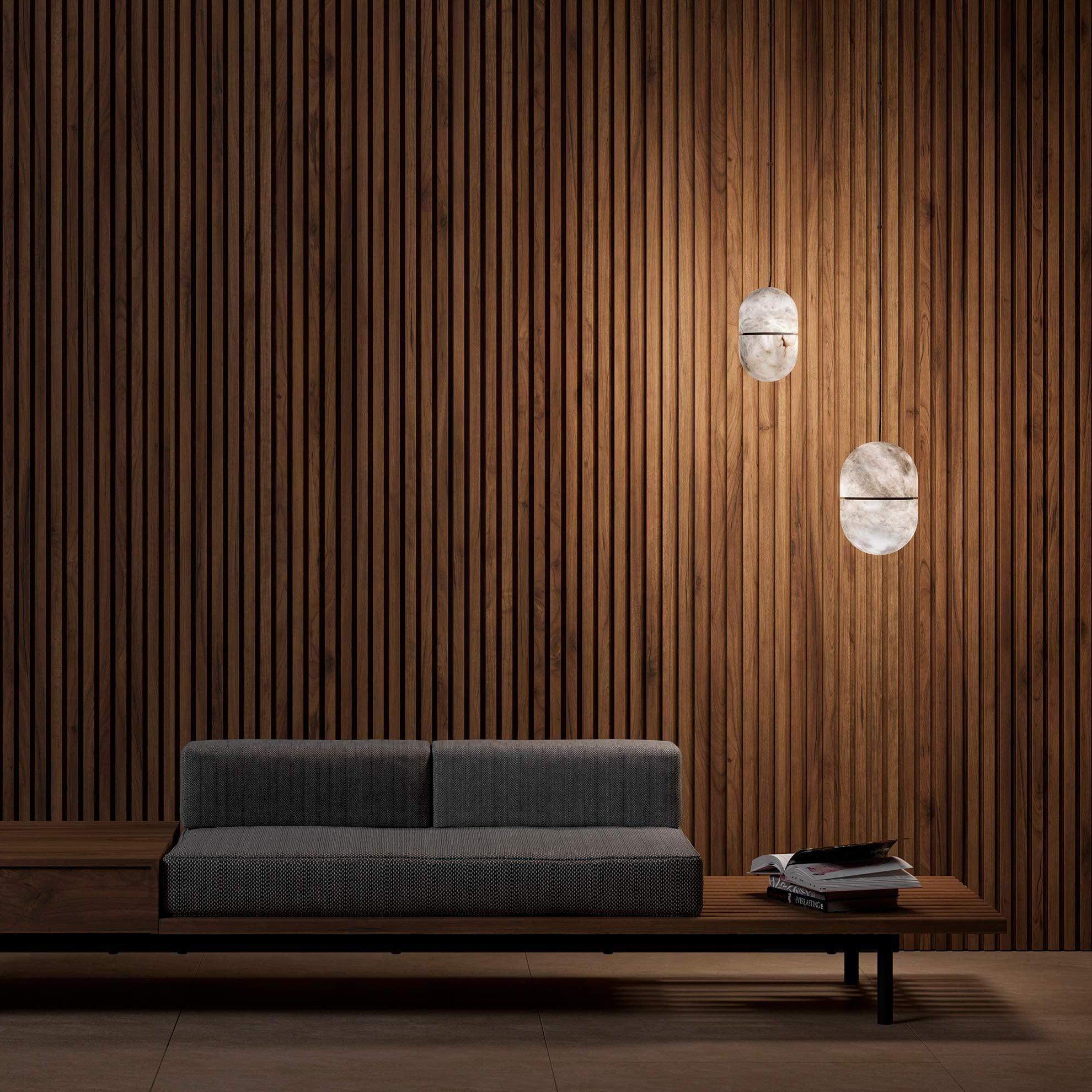 Strata Alabaster Pendant Light Capsule-shaped - Blowlighting