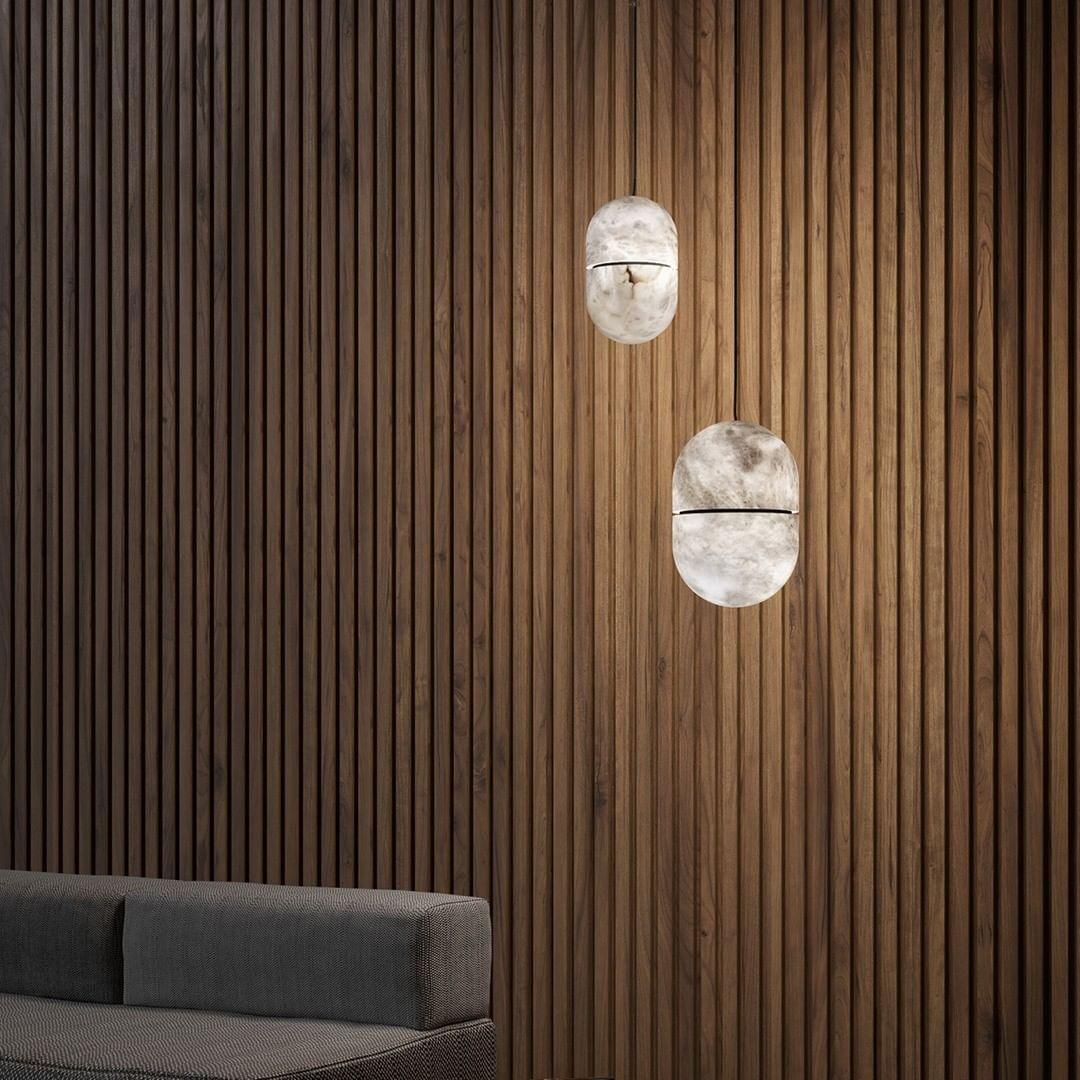 Strata Alabaster Pendant Light Capsule-shaped - Blowlighting