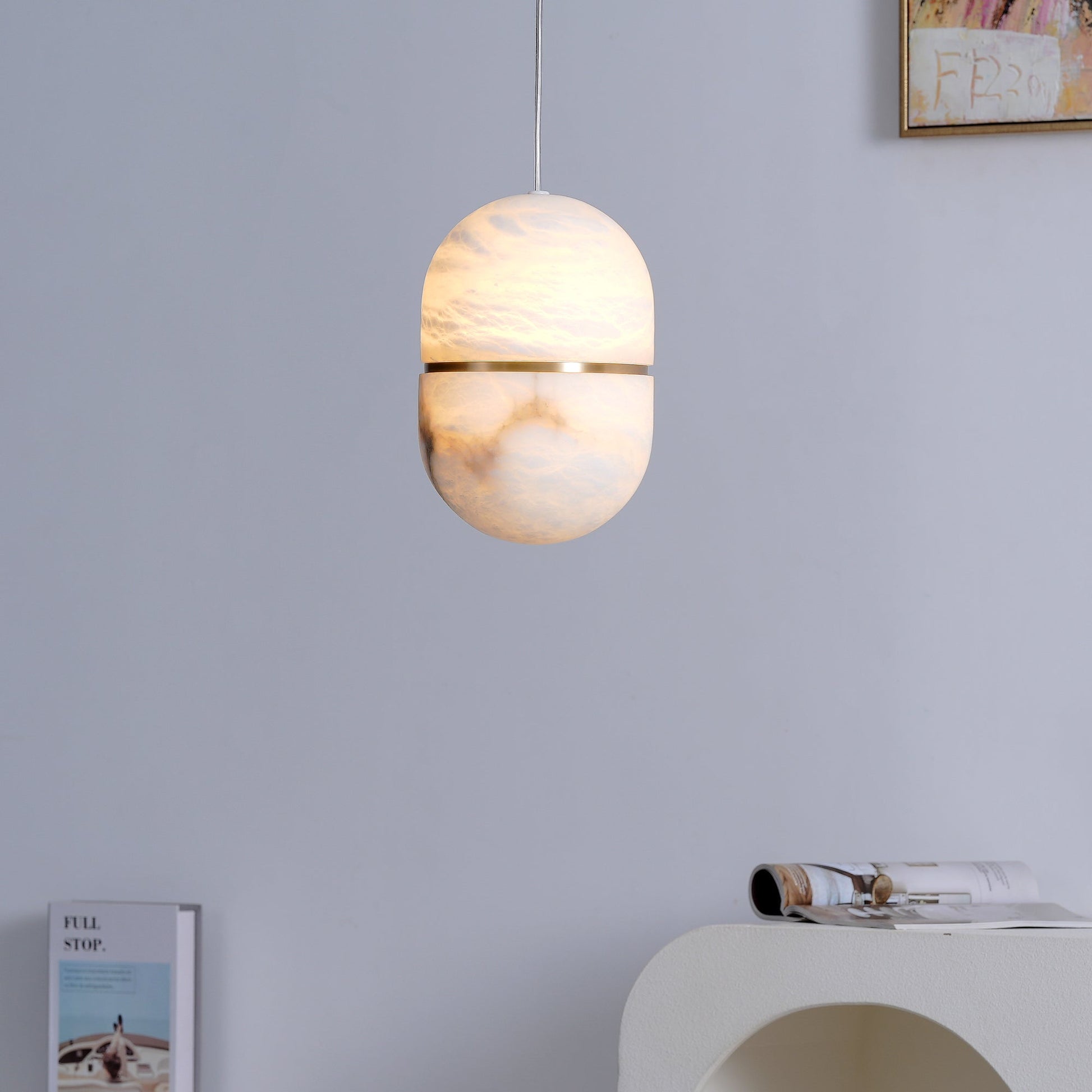 Strata Alabaster Pendant Light Capsule-shaped - Blowlighting