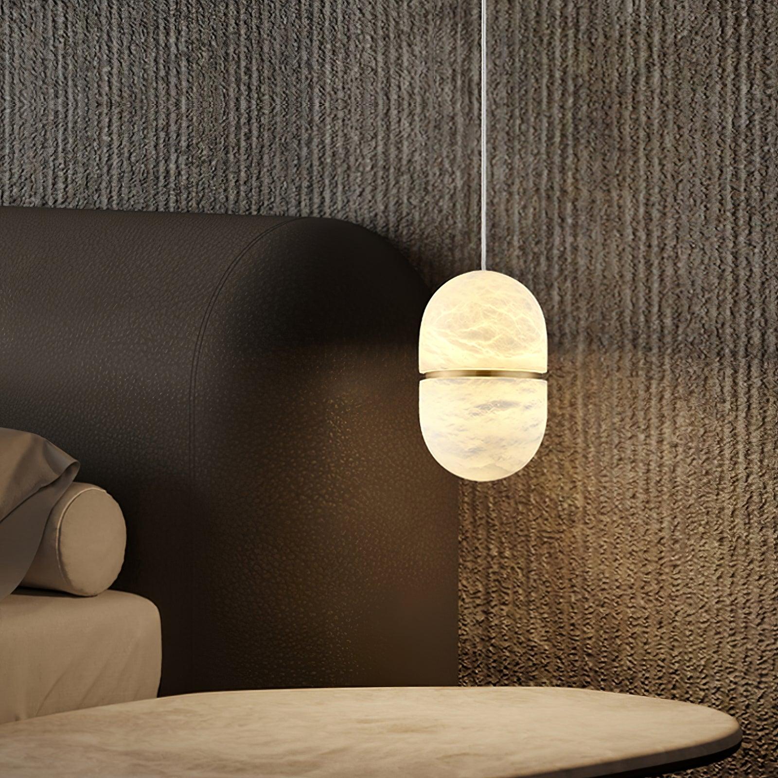 Strata Alabaster Pendant Light Capsule-shaped - Blowlighting