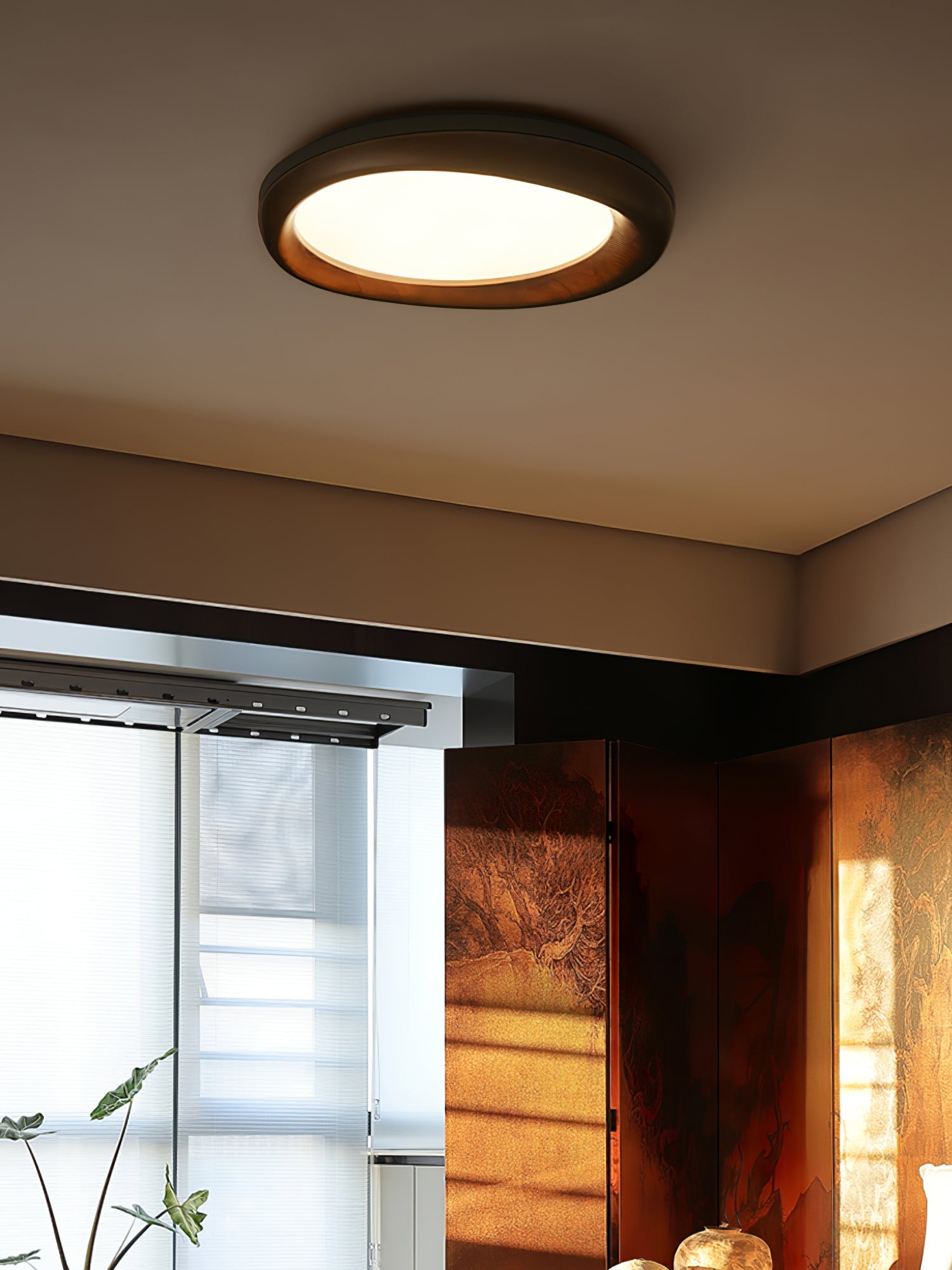 Eurtheara Organic Wood Glass Ceiling Light - Blowlighting