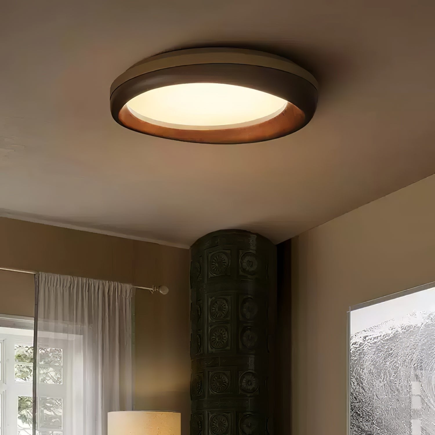 Eurtheara Organic Wood Glass Ceiling Light - Blowlighting