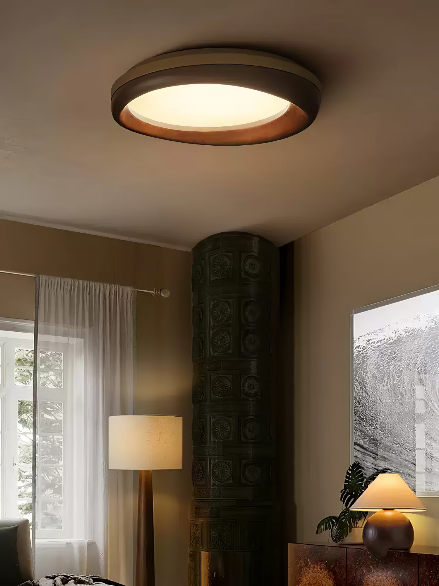 Eurtheara Organic Wood Glass Ceiling Light - Blowlighting