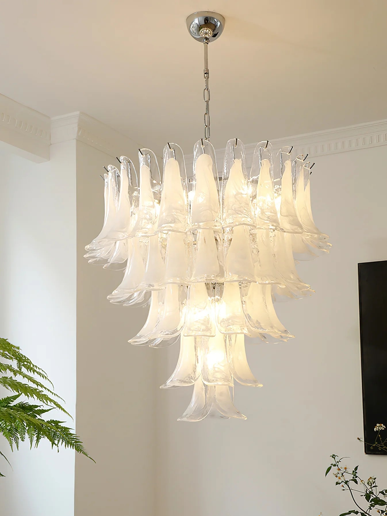 Aurora Chandelier Murano Glass Petals Vintage - Blowlighting