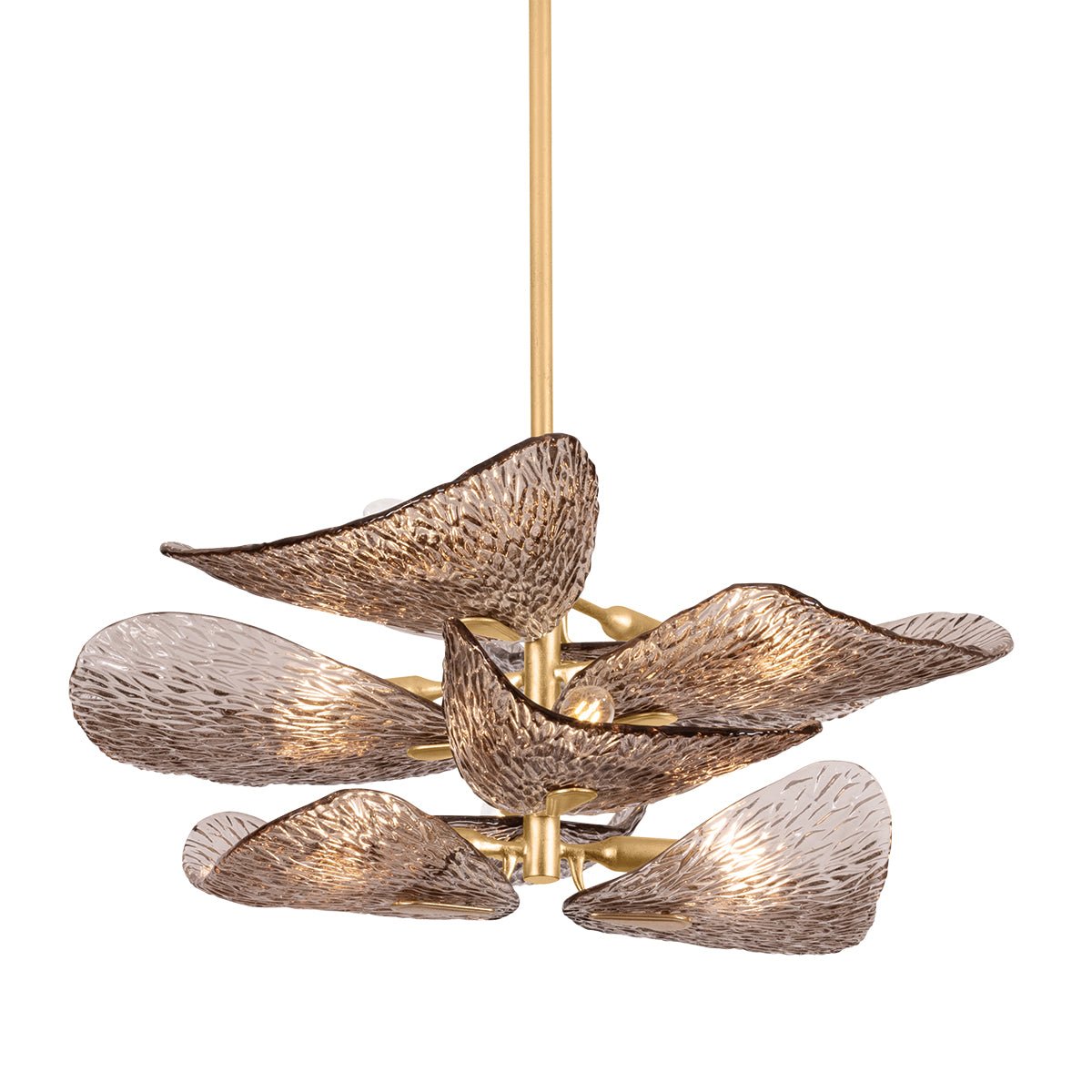 Aurora Chandelier Cardiff Piastra Glass Petal Layered Bronze - Blowlighting