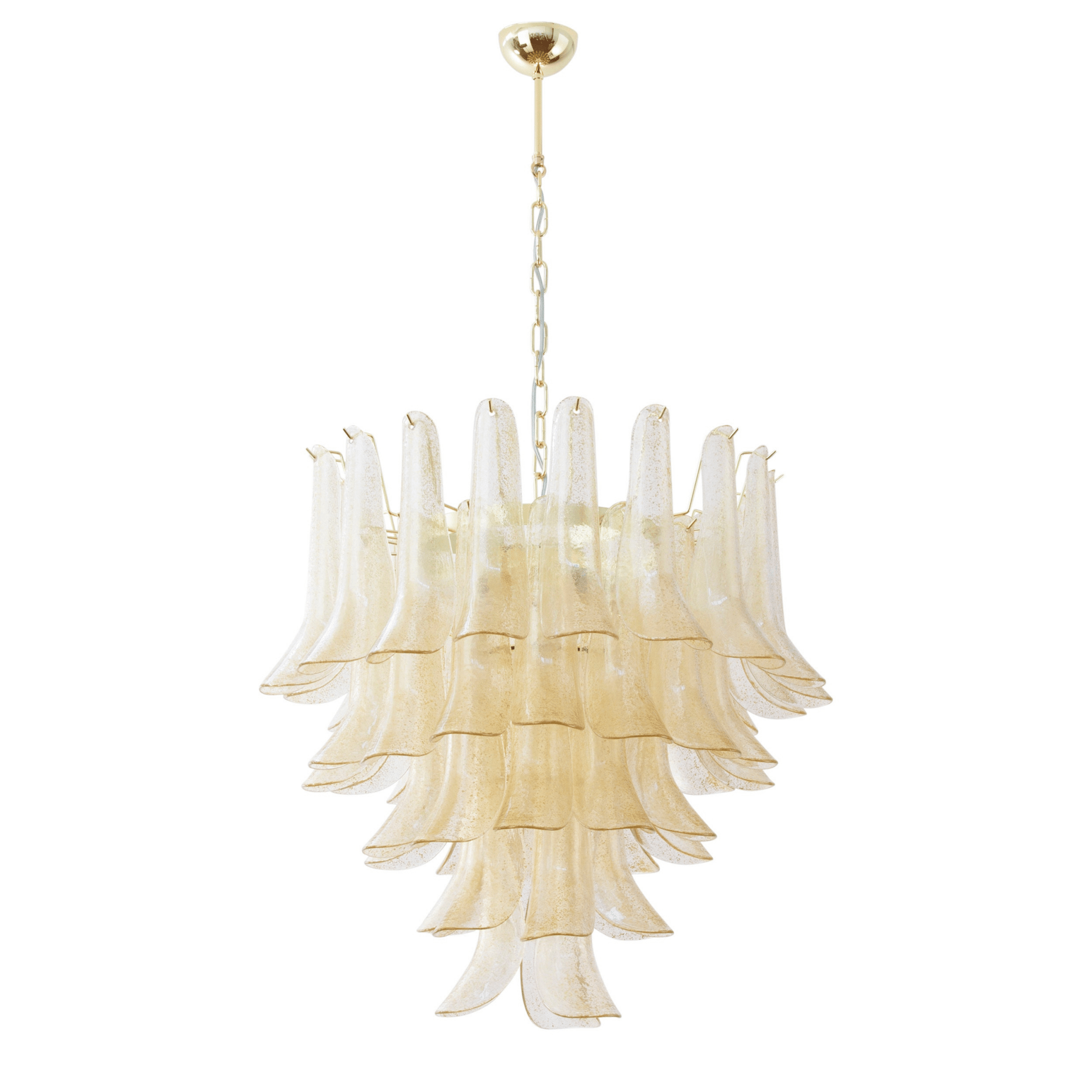 Aurora Chandelier Amber Lily Murano Glass Layered Centerpiece - Blowlighting
