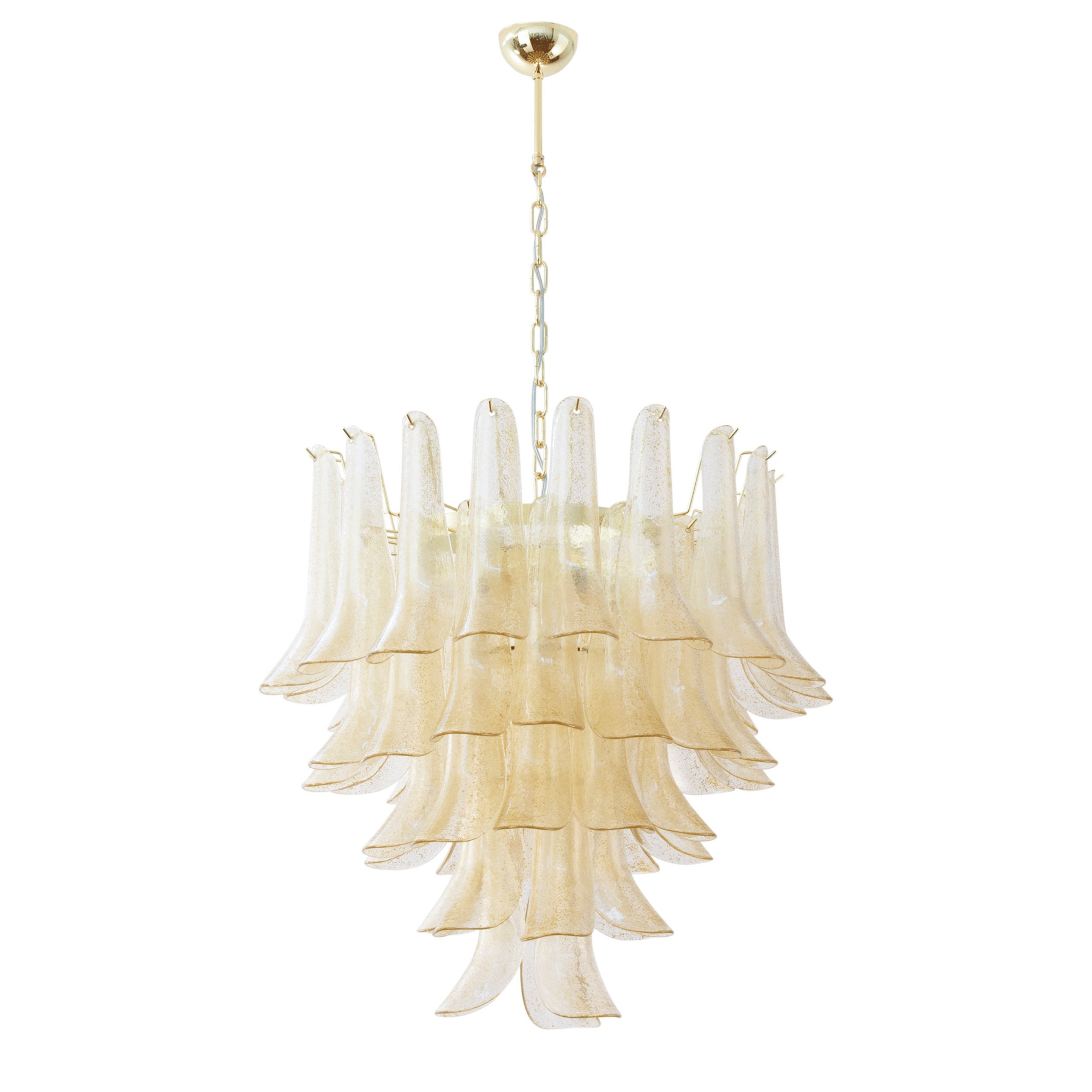 Aurora Chandelier Amber Lily Murano Glass Layered Centerpiece - Blowlighting