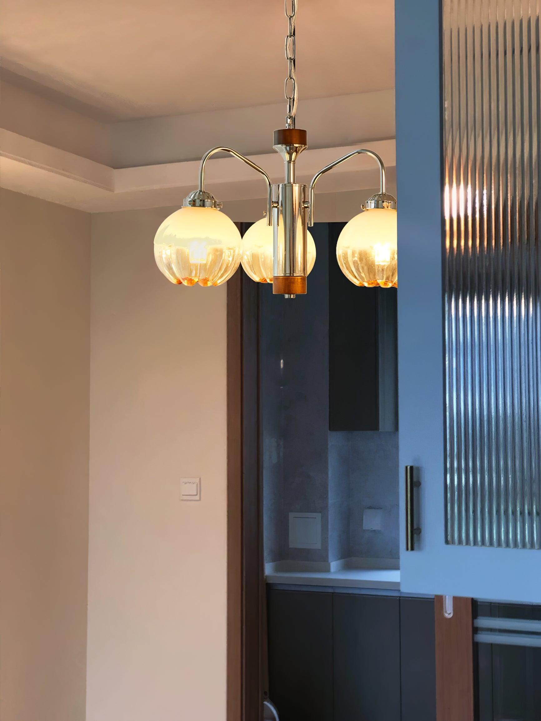 Ulliria Nordic Art Flower Walnut Glass Chandelier - Blowlighting