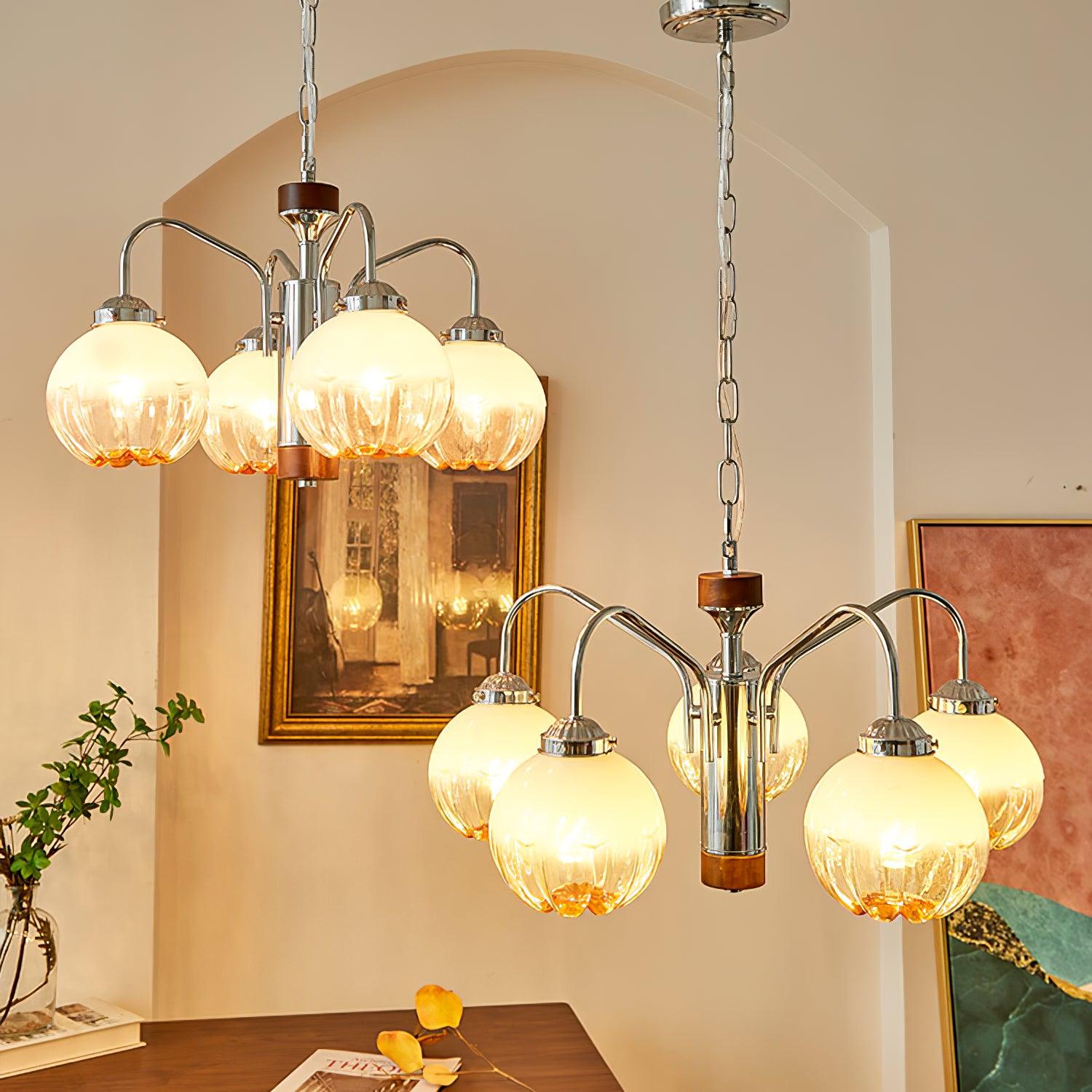 Ulliria Nordic Art Flower Walnut Glass Chandelier - Blowlighting