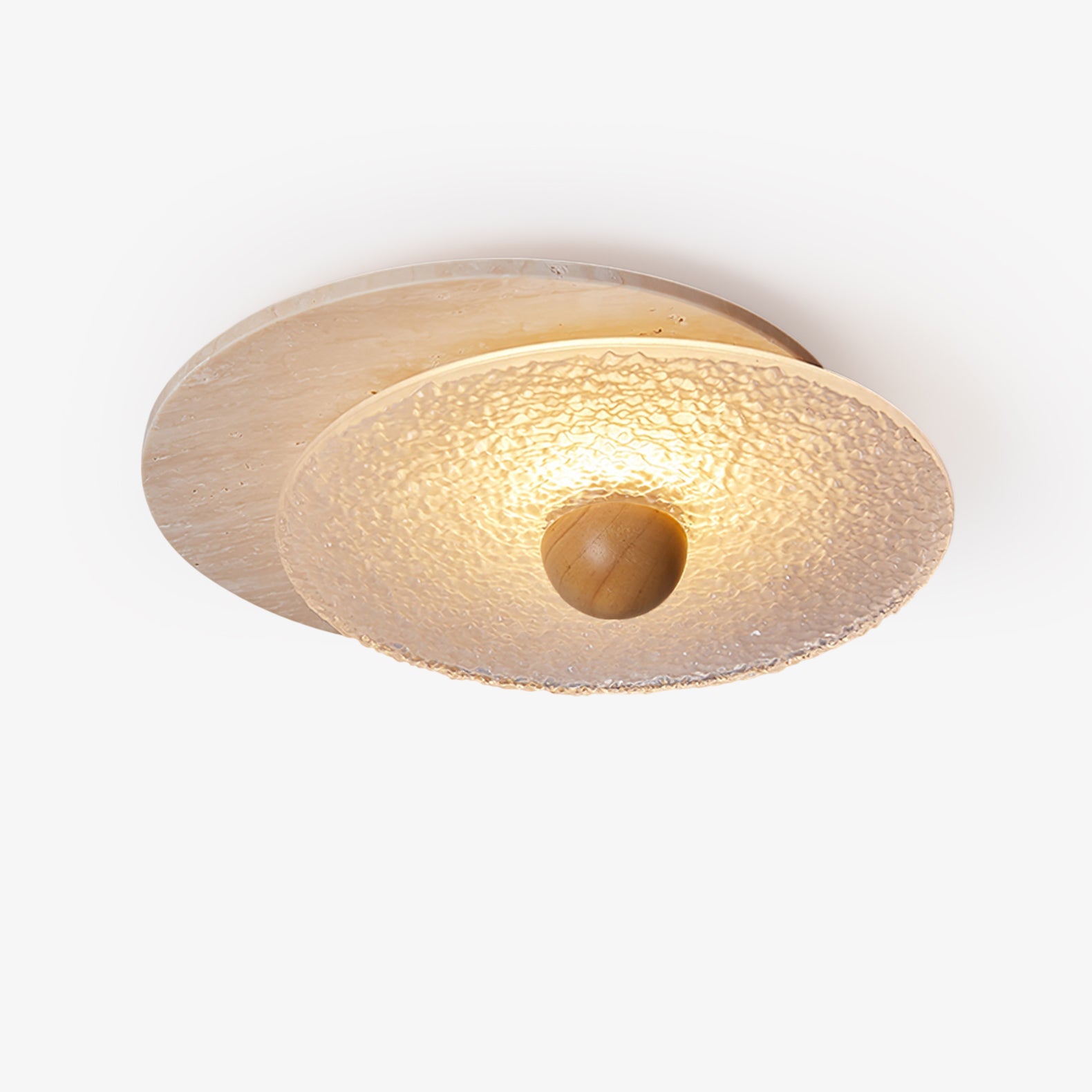 Orlora Circular Travertine Ceiling Light - Blowlighting