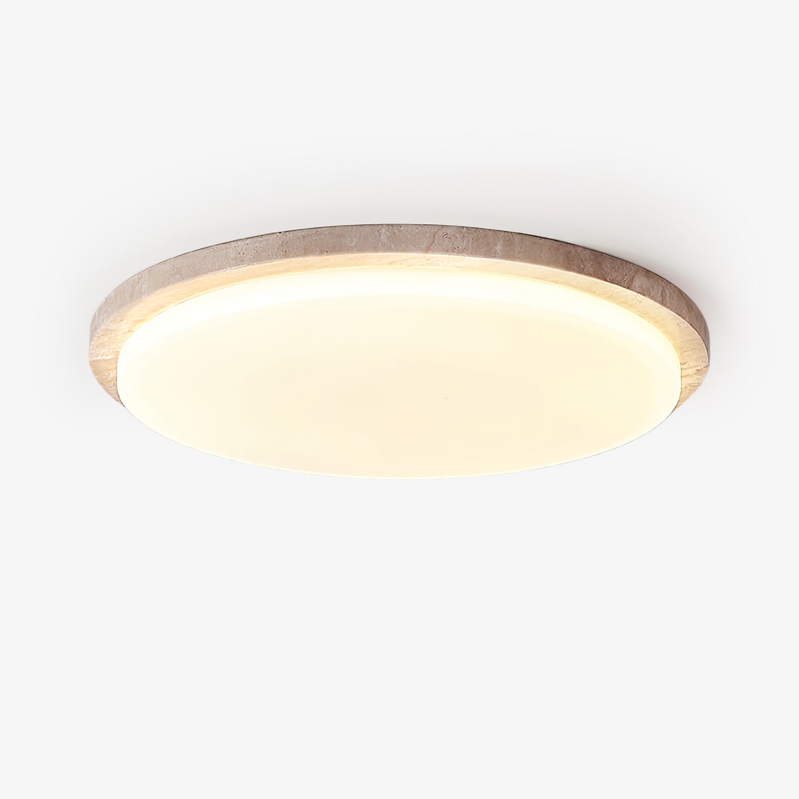 Etala Smooth-Rim Travertine Ceiling Light - Blowlighting