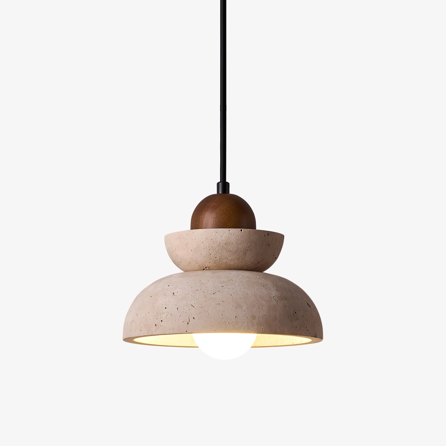Zophaos Tiered-Bell Travertine Pendant Light - Blowlighting