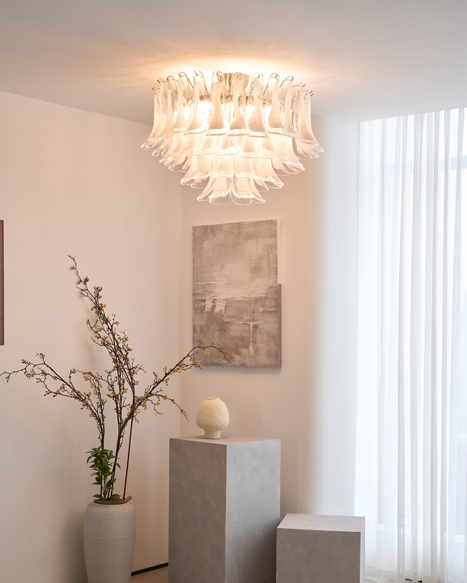 Aurora Ceiling Lamp Clear Glass Wave Layered Elegant - Blowlighting