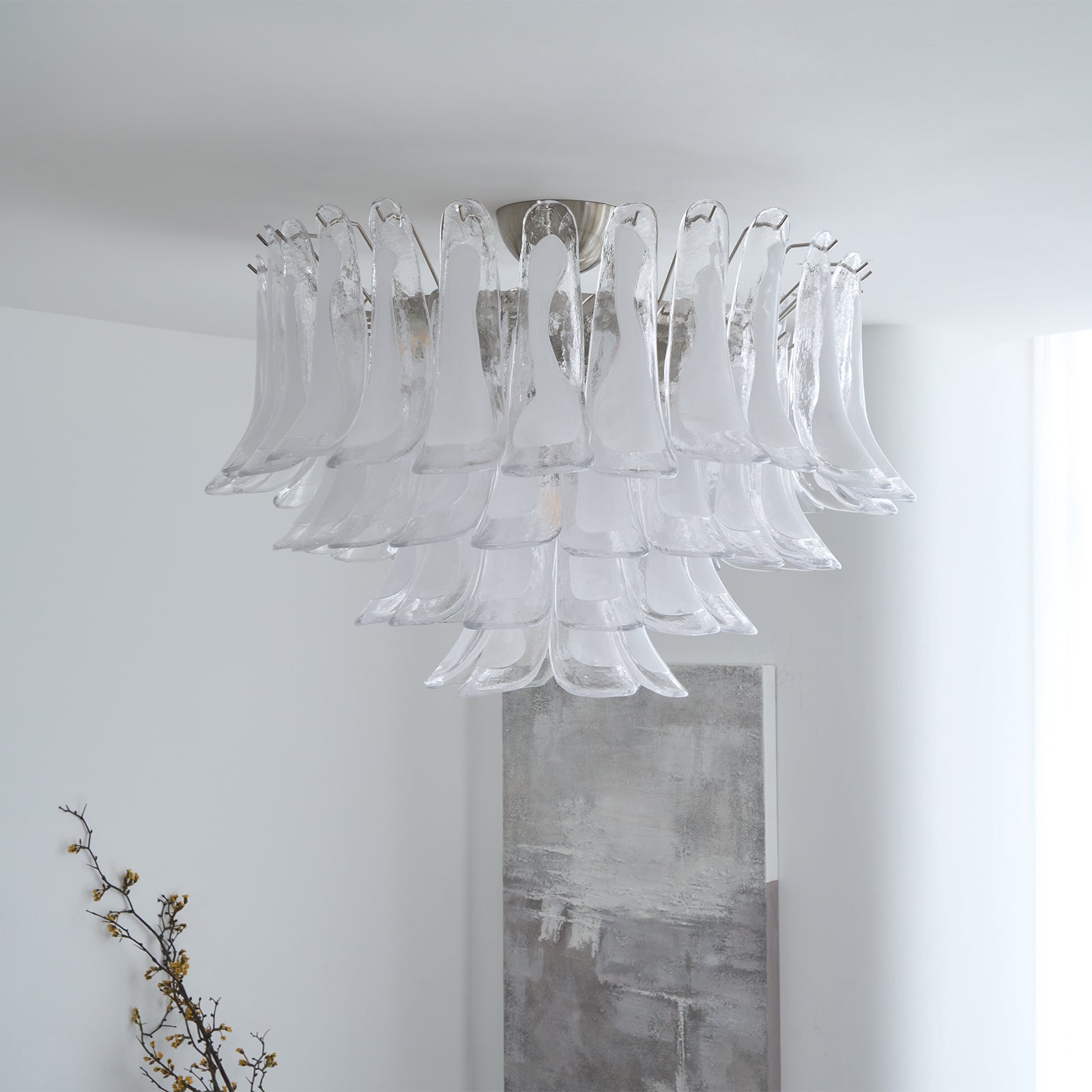 Aurora Ceiling Lamp Clear Glass Wave Layered Elegant - Blowlighting