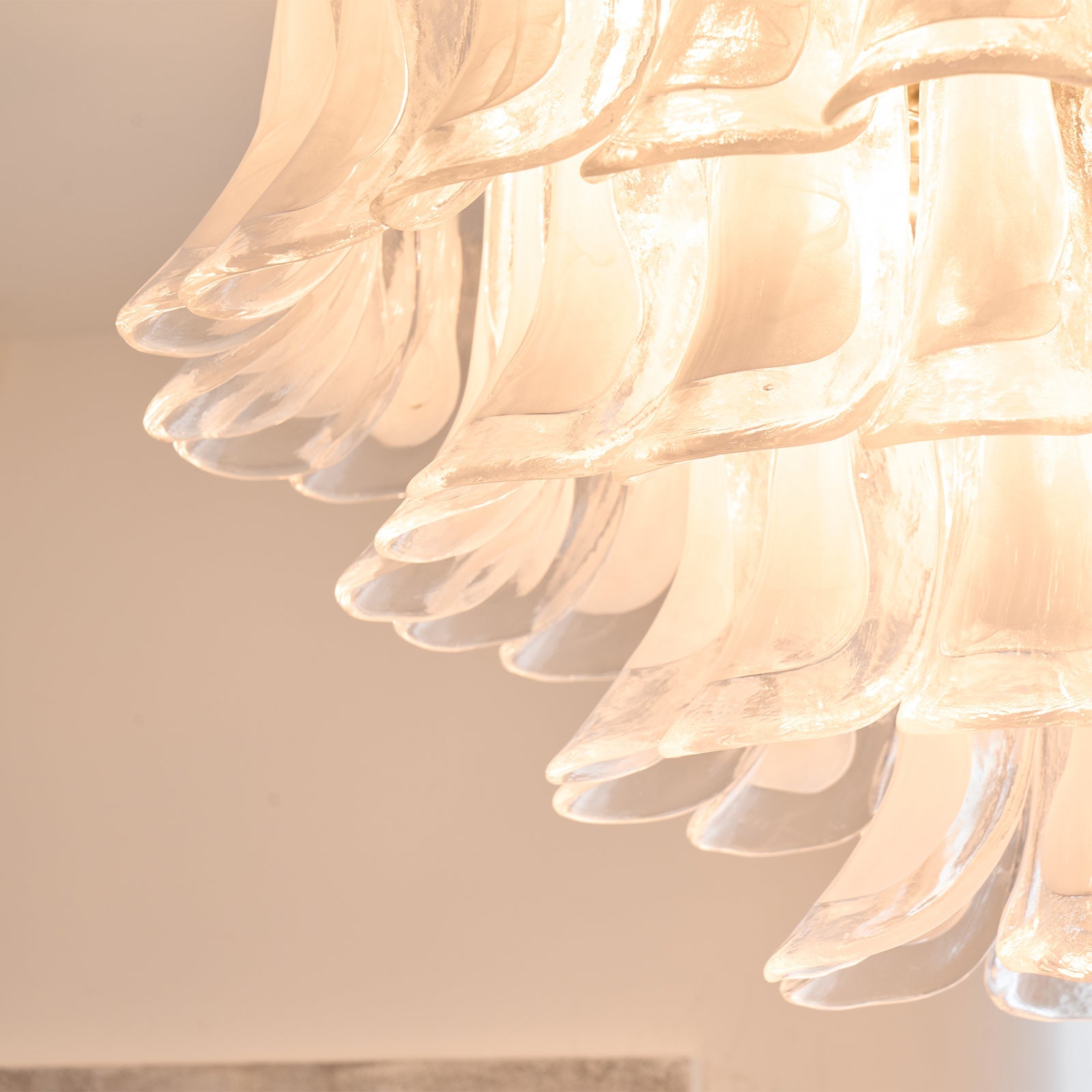 Aurora Ceiling Lamp Clear Glass Wave Layered Elegant - Blowlighting
