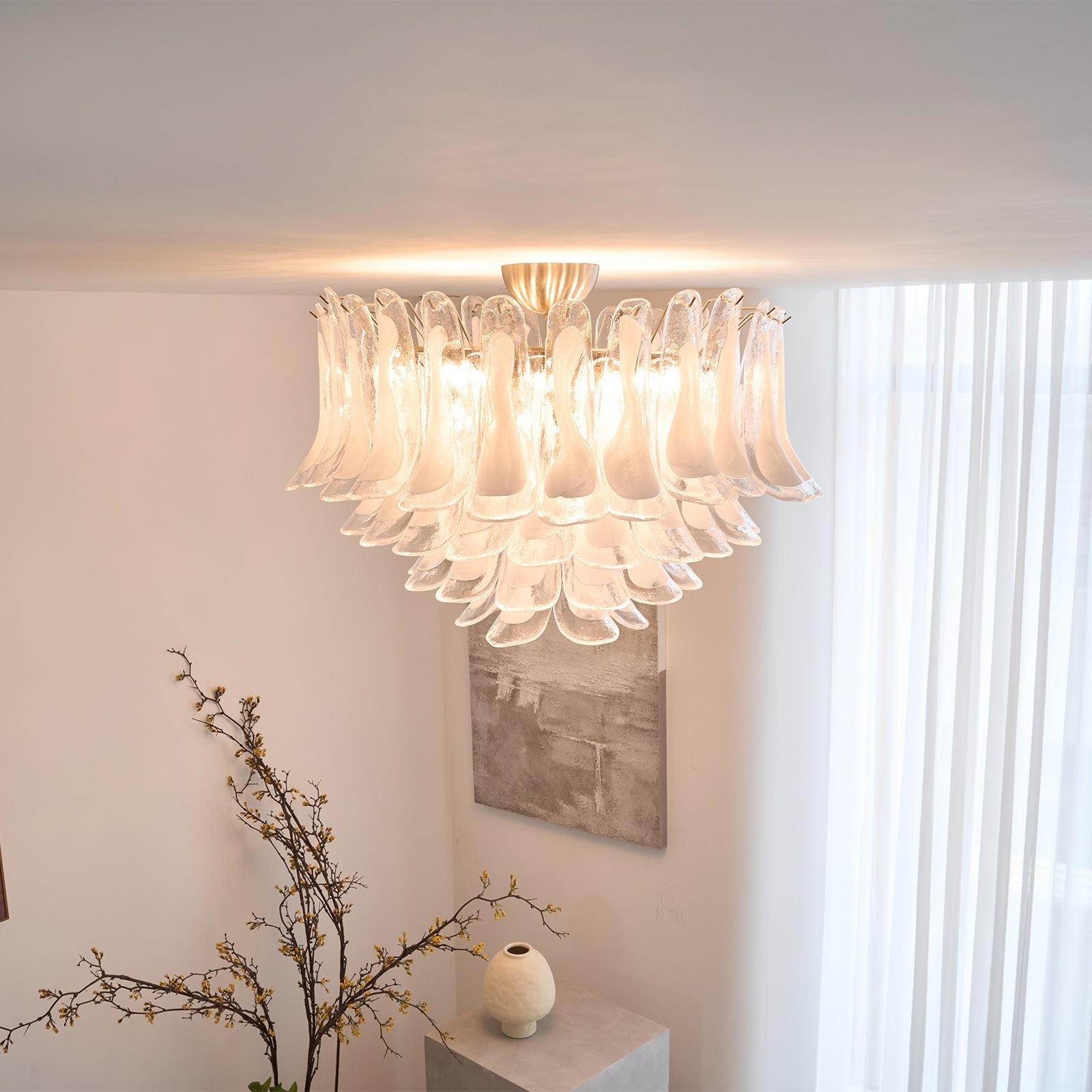 Aurora Ceiling Lamp Clear Glass Wave Layered Elegant - Blowlighting