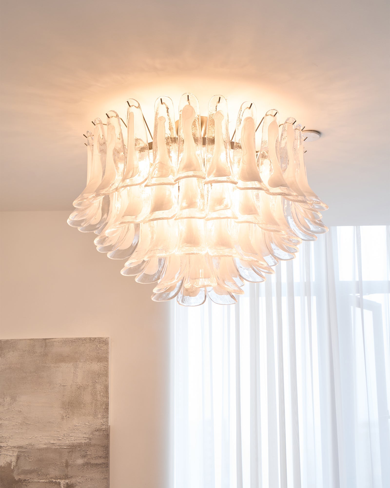 Aurora Ceiling Lamp Clear Glass Wave Layered Elegant - Blowlighting