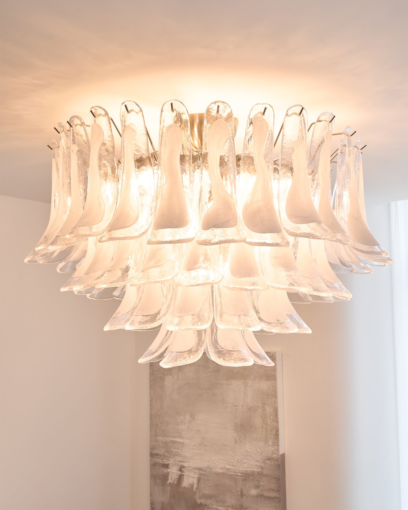 Aurora Ceiling Lamp Clear Glass Wave Layered Elegant - Blowlighting