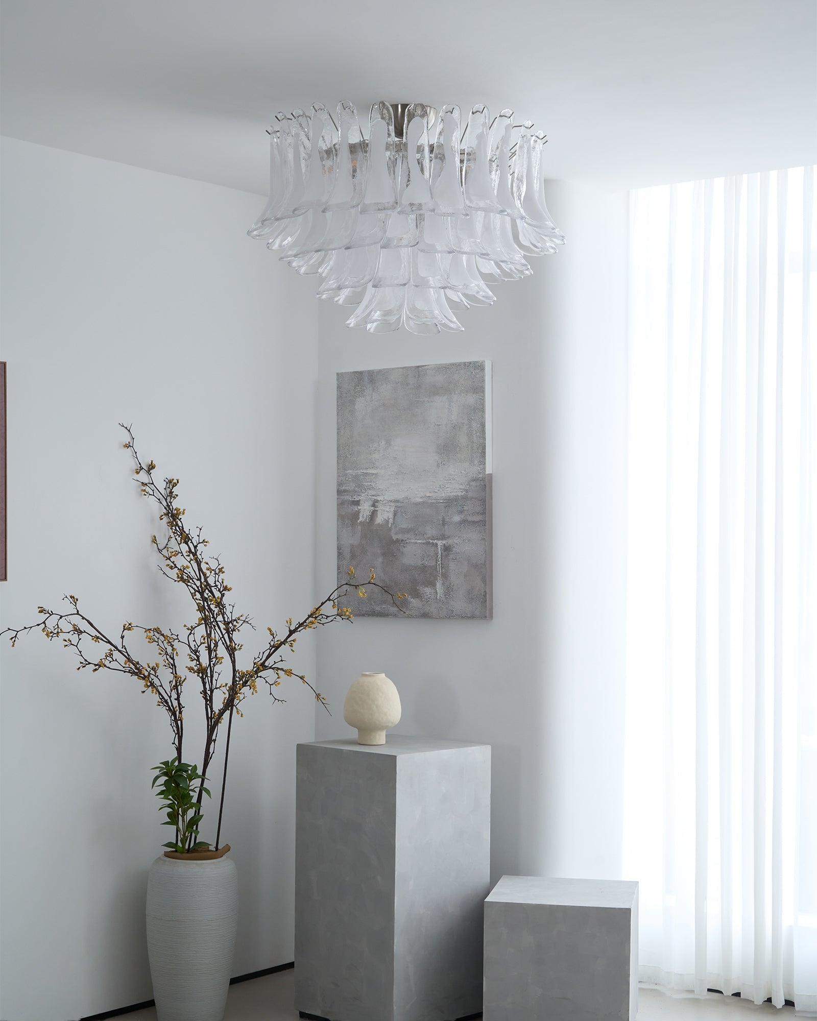 Aurora Ceiling Lamp Clear Glass Wave Layered Elegant - Blowlighting