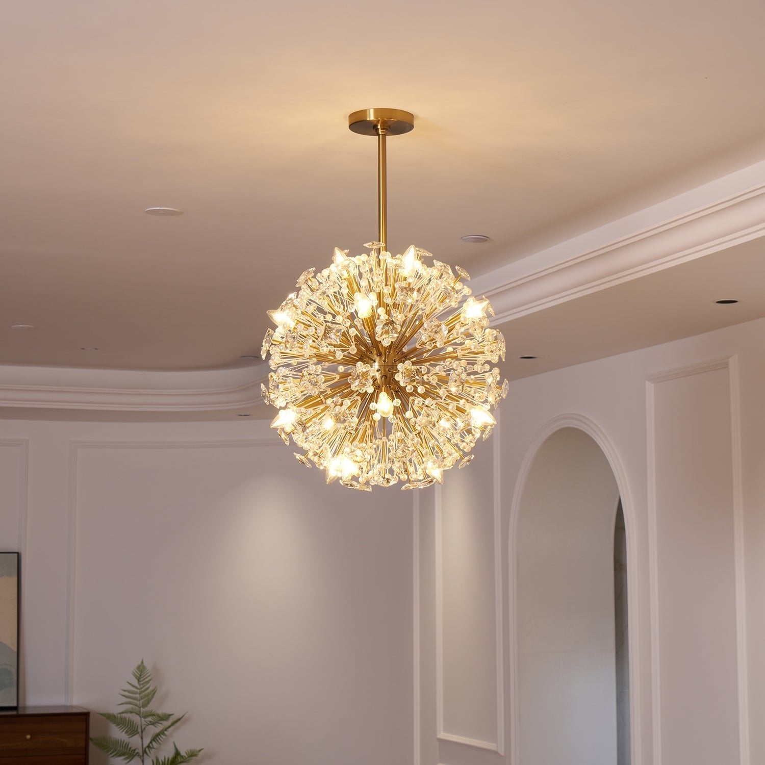 Aurora Chandelier Dickinson Gold Crystal Starburst - Blowlighting