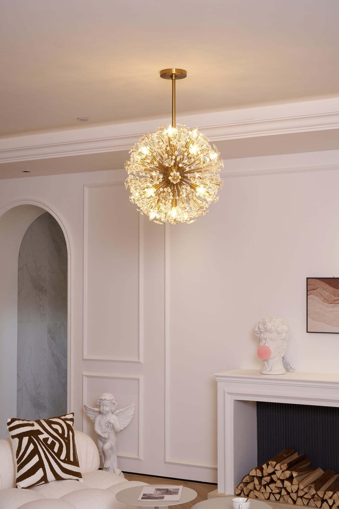 Aurora Chandelier Dickinson Gold Crystal Starburst - Blowlighting