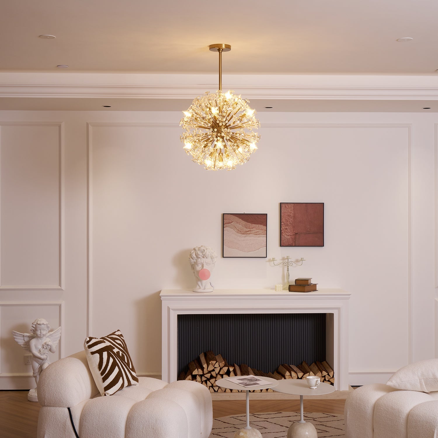 Aurora Chandelier Dickinson Gold Crystal Starburst - Blowlighting