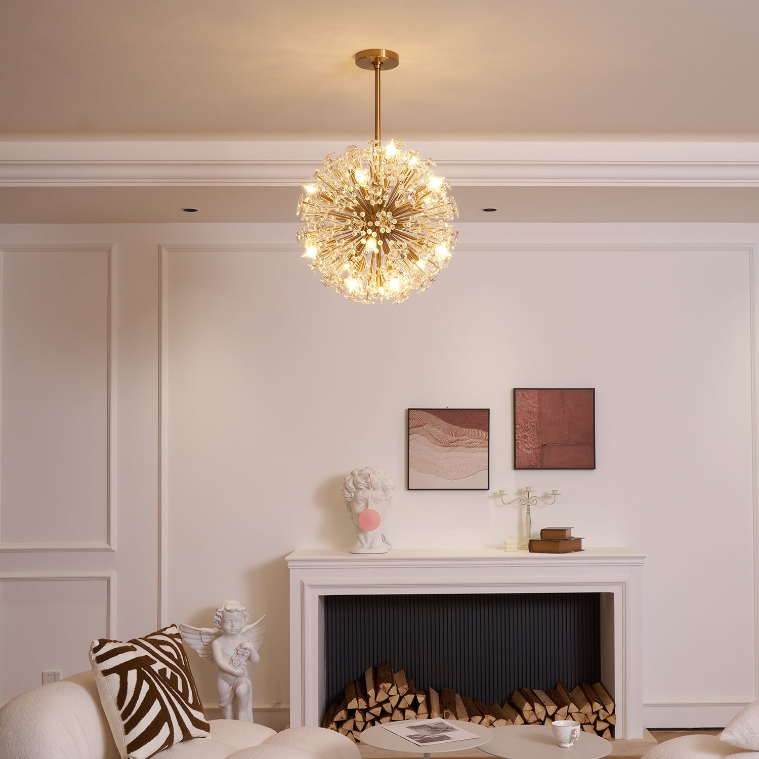 Aurora Chandelier Dickinson Gold Crystal Starburst - Blowlighting