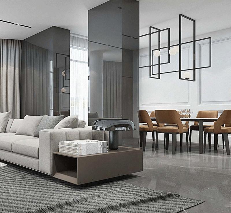 Lustra Chandelier Mondrian Glass Brass Geometric Modern - Blowlighting