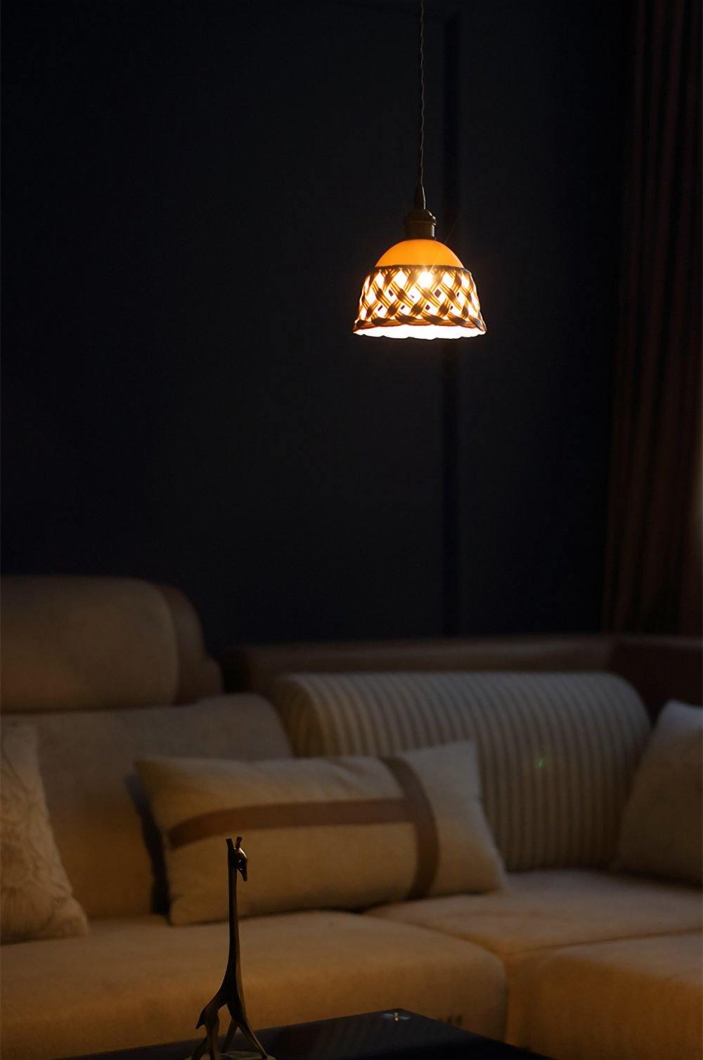 Openwork Ceramic Pendant Swag Light - Blowlighting