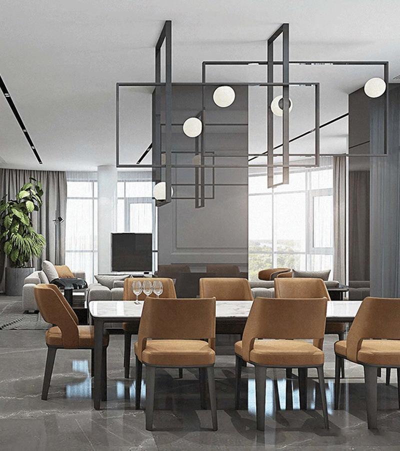 Lustra Chandelier Mondrian Glass Brass Geometric Modern - Blowlighting
