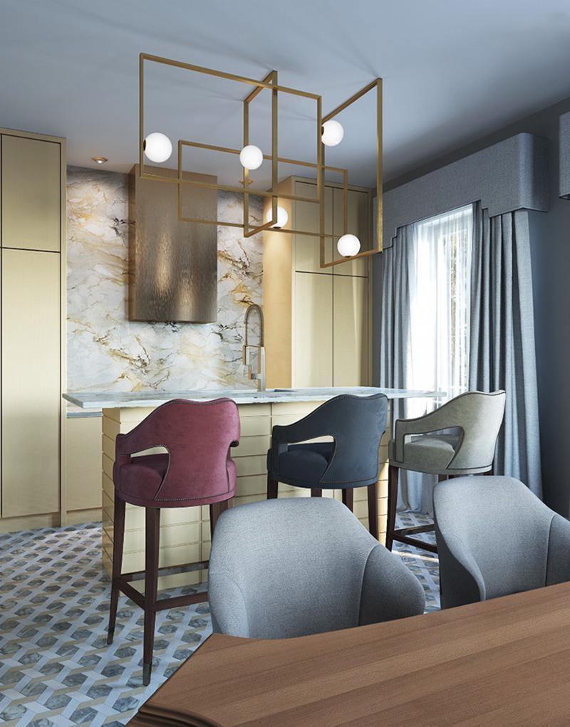 Lustra Chandelier Mondrian Glass Brass Geometric Modern - Blowlighting