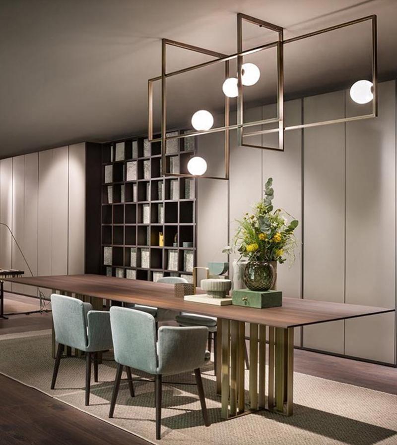 Lustra Chandelier Mondrian Glass Brass Geometric Modern - Blowlighting