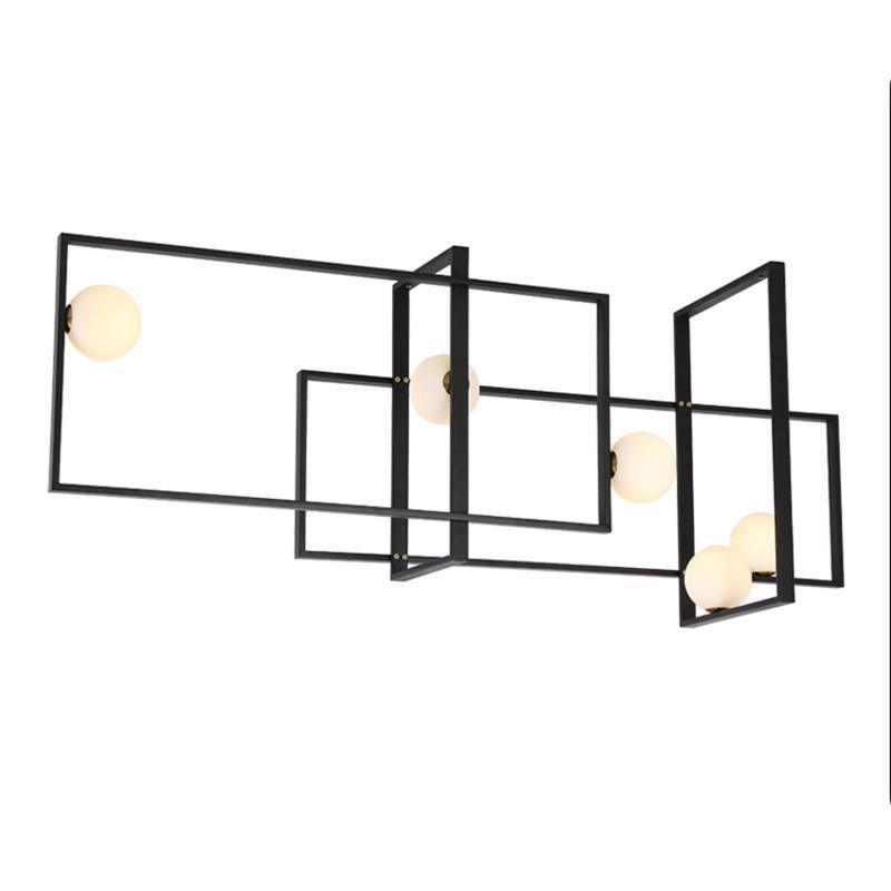 Lustra Chandelier Mondrian Glass Brass Geometric Modern - Blowlighting