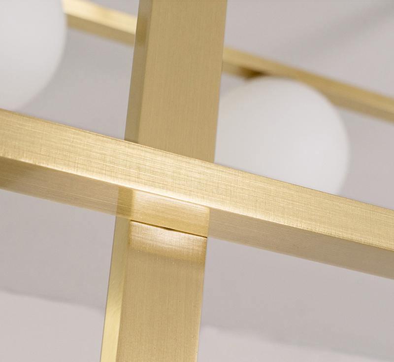 Lustra Chandelier Mondrian Glass Brass Geometric Modern - Blowlighting