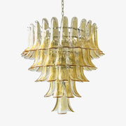 Aurora Chandelier Amber Petals Murano Glass Layered Lotus - Blowlighting