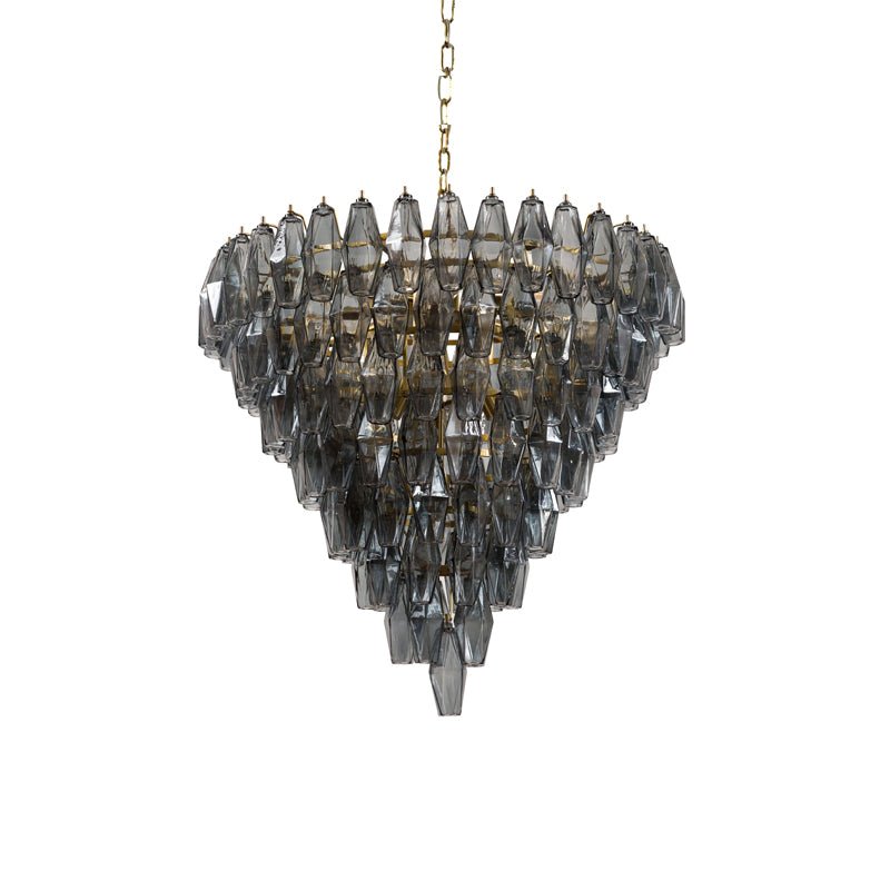 Aurora Chandelier Pink Faceted Glass Layered Vintage - Blowlighting