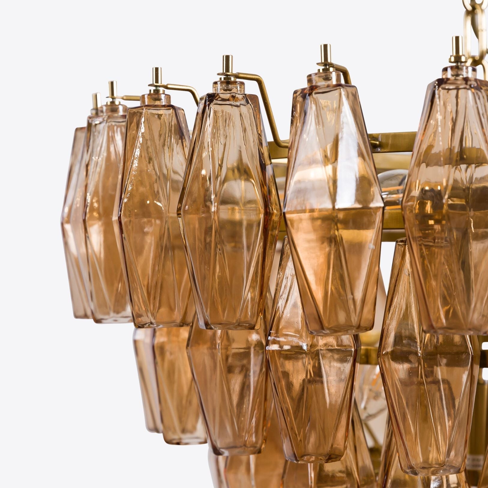 Aurora Chandelier Pink Faceted Glass Layered Vintage - Blowlighting