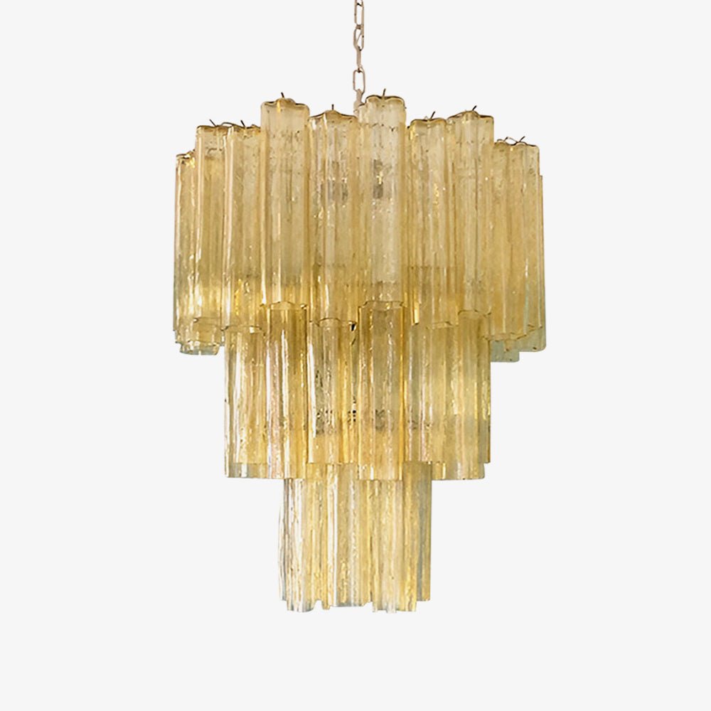 Aurora Chandelier Yellow Glass Tube Tiered Warm - Blowlighting
